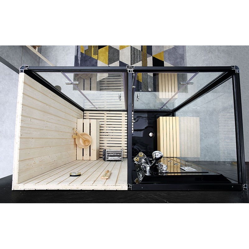 Combi Sauna Douche Hammam Boreal® SH180-D Black droite