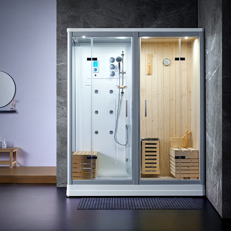 Combi Sauna Douche Hammam Boreal® SH180-D Blanc Gauche