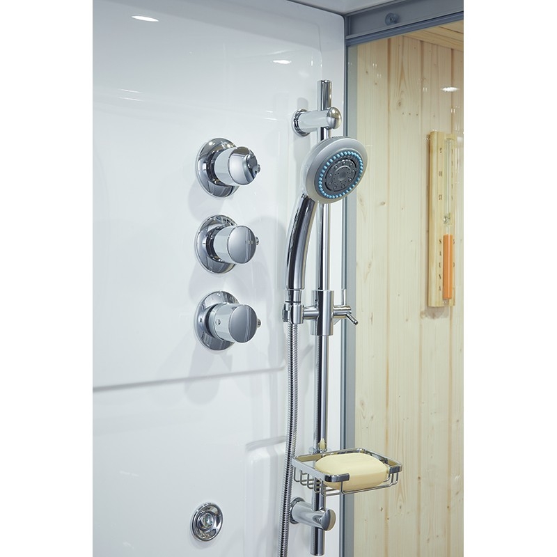 Combi Sauna Douche Hammam Boreal® SH180-D Blanc Gauche