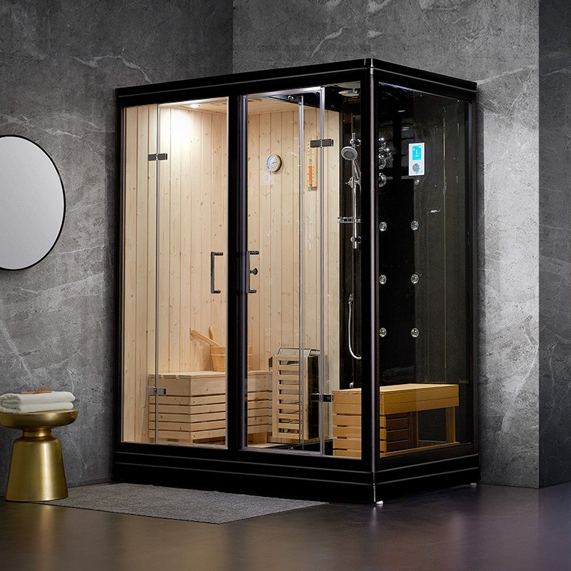 Combi Sauna Douche Hammam Boreal® SH180-G Black Gauche