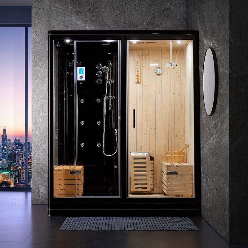 Combi Sauna Douche Hammam Boreal® SH180-D Black droite