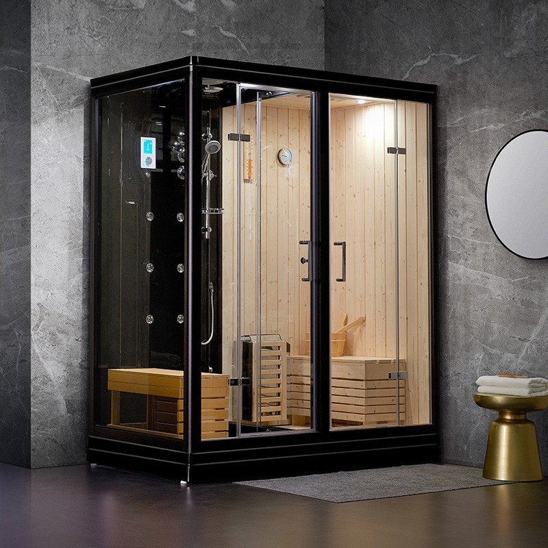 Combi Sauna Douche Hammam Boreal® SH180-D Black droite