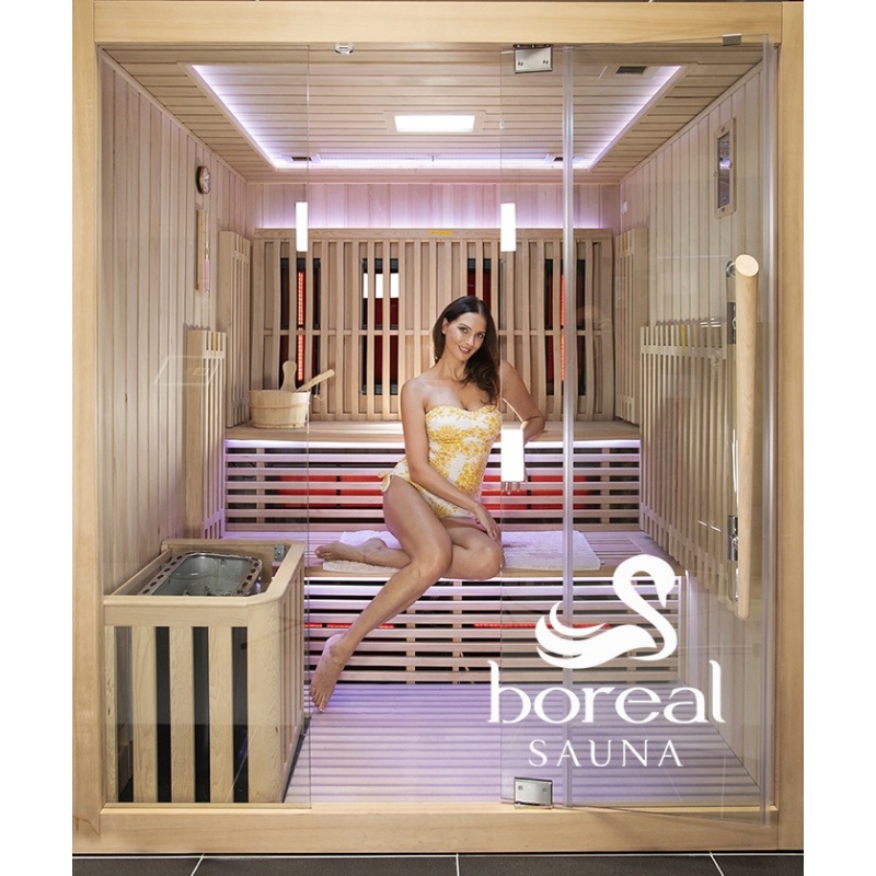 Sauna Combi Boreal® Elégance PRO 6 - 180x180 Infrarouge + Vapeur