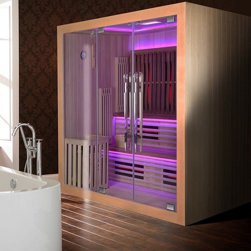 Sauna Combi Boreal® Elégance PRO 6 - 200x200 Infrarouge + Vapeur