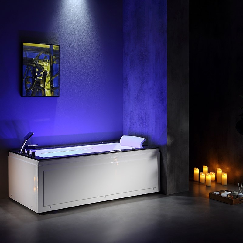 Baignoire Balnéo LORD SOLO MAX Black GAUCHE - 1 Place ARCHIPEL® 180X90