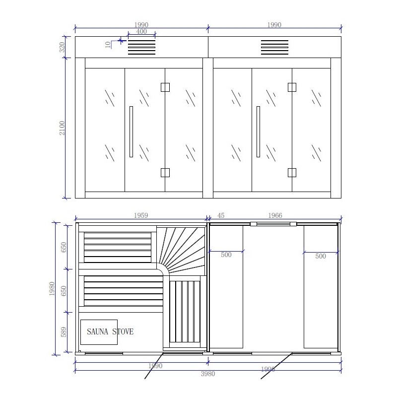 Combi Sauna Hammam BOREAL® SEQUOIA 4X2 mètres