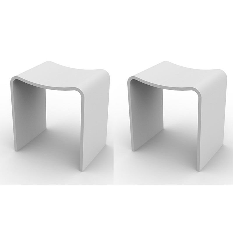 2 Sièges de douche en fonte minérale blanc mat