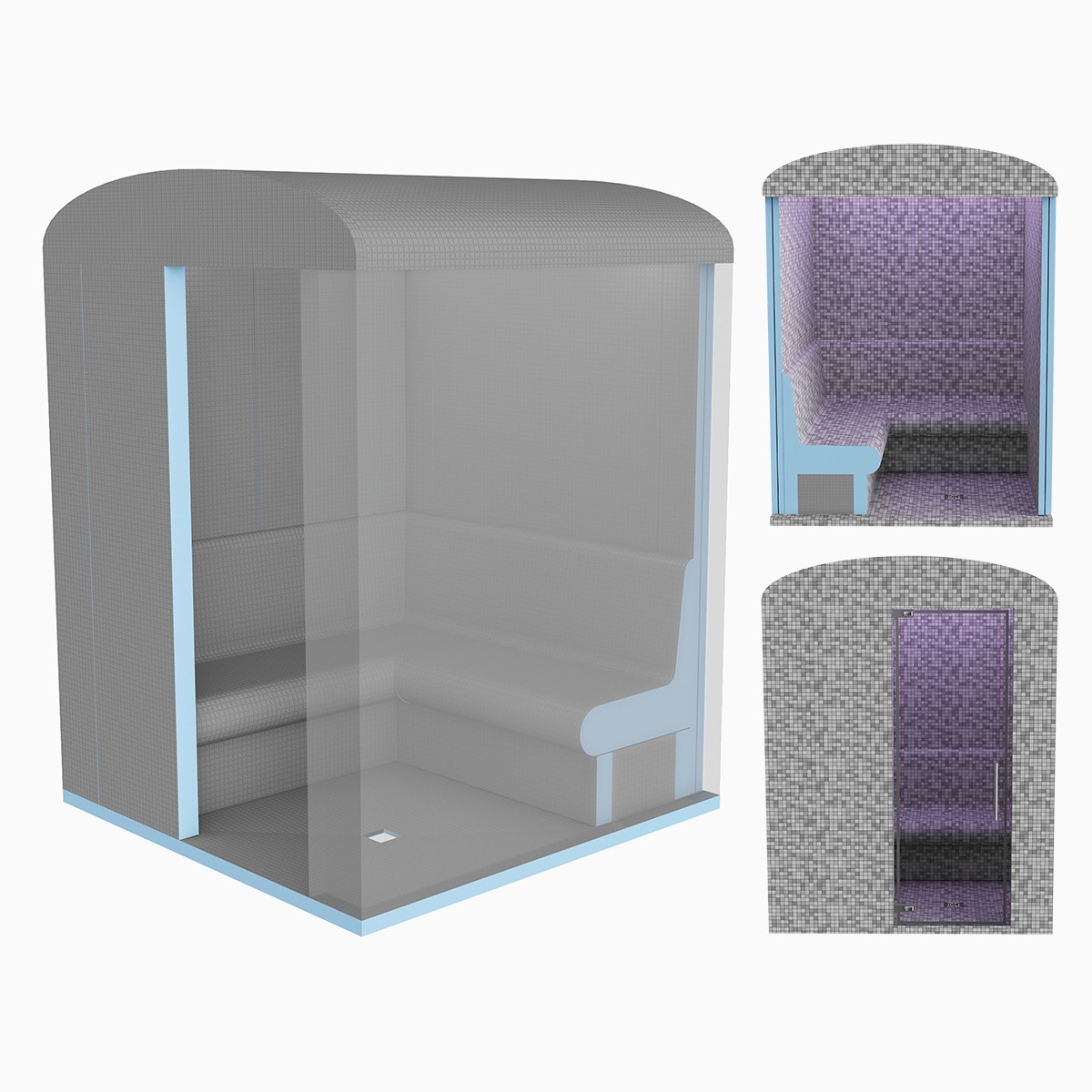 Kit Hammam à Carreler RIAD 4 - 170*170 cm- 4 places