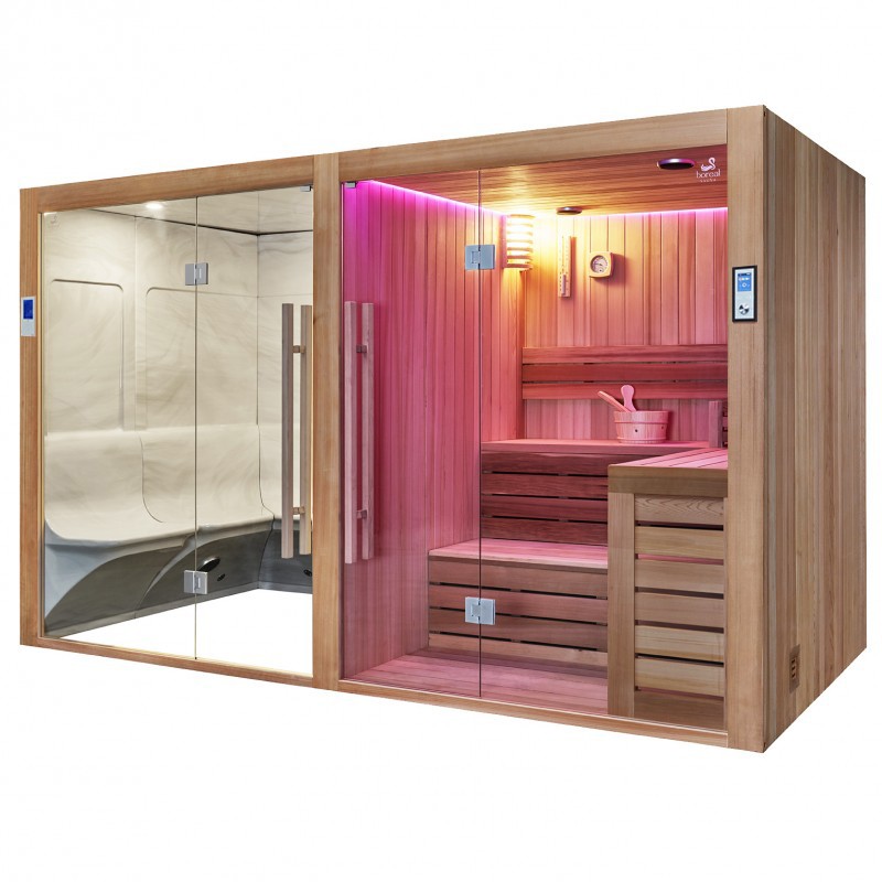 Combiné Sauna Hammam Boreal® Sublimation en Cèdre Rouge - 8 places - 340*175*210