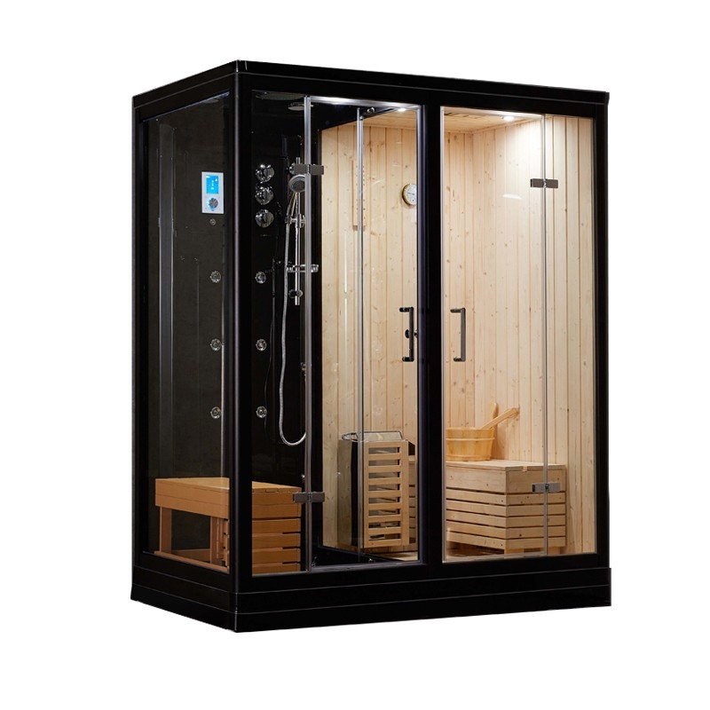 Combi Sauna Douche Hammam Boreal® SH180-D Black droite