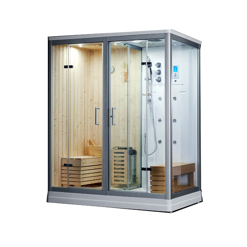 Combi Sauna Douche Hammam Boreal® SH180-G Blanc Gauche