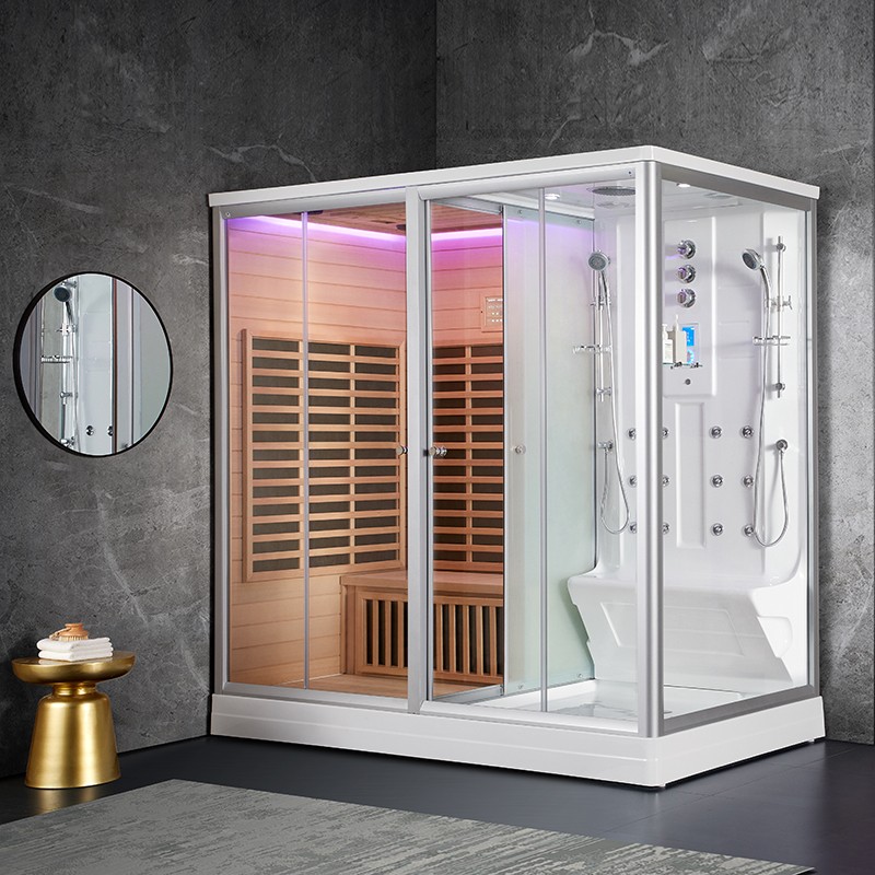 Combi Sauna Infrarouge Douche Hammam Boreal® IR-H-220G - gauche