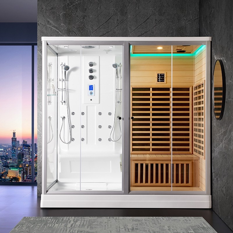 Combi Sauna Infrarouge Douche Hammam Boreal® IR-H-220D - droite