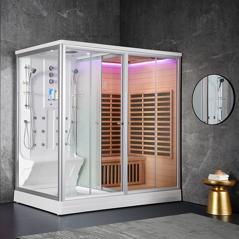 Combi Sauna Infrarouge Douche Hammam Boreal® IR-H-220D - droite