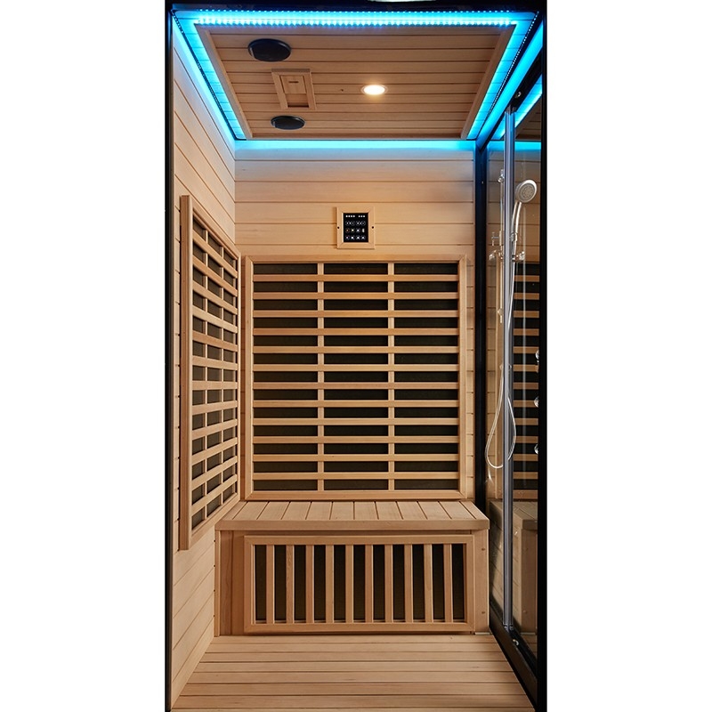 Combi Sauna Infrarouge Douche Hammam Boreal® IR-H-220G BLACK - gauche
