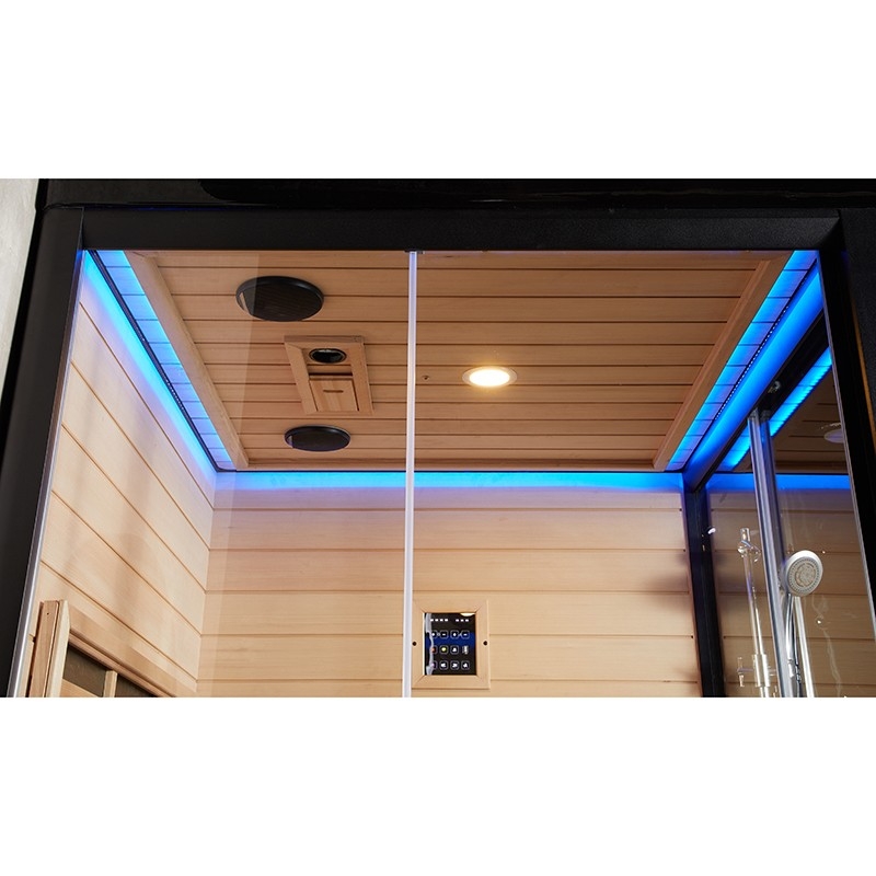 Combi Sauna Infrarouge Douche Hammam Boreal® IR-H-220G BLACK - gauche