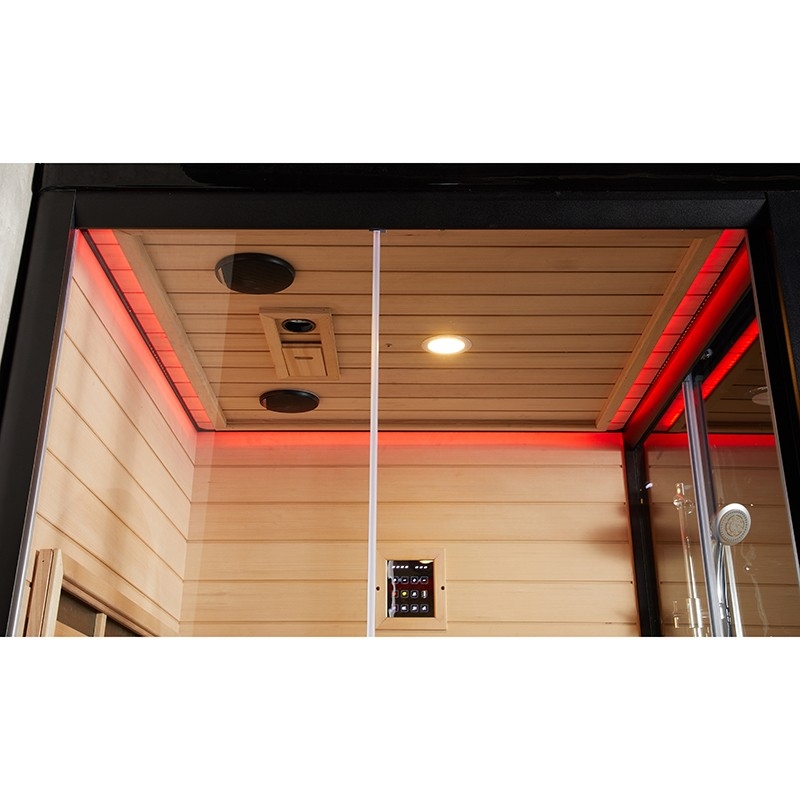 Combi Sauna Infrarouge Douche Hammam Boreal® IR-H-220G BLACK - gauche