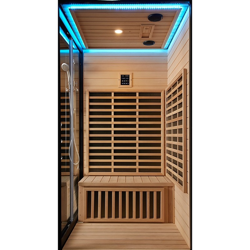 Combi Sauna Infrarouge Douche Hammam Boreal® IR-H-220G BLACK - gauche
