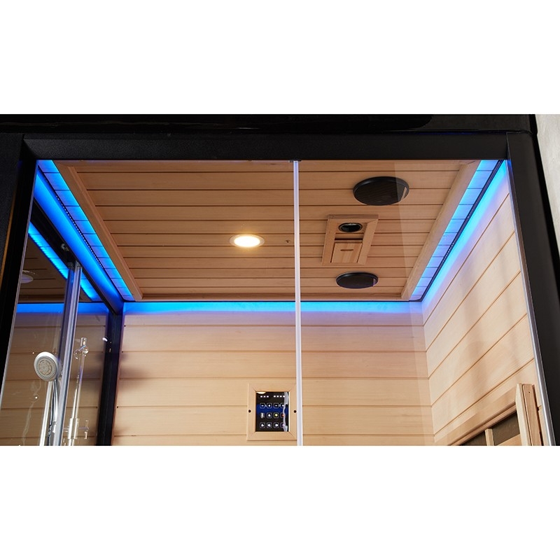 Combi Sauna Infrarouge Douche Hammam Boreal® IR-H-220G BLACK - gauche
