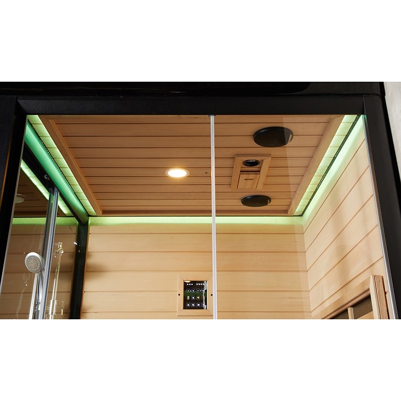 Combi Sauna Infrarouge Douche Hammam Boreal® IR-H-220G BLACK - gauche