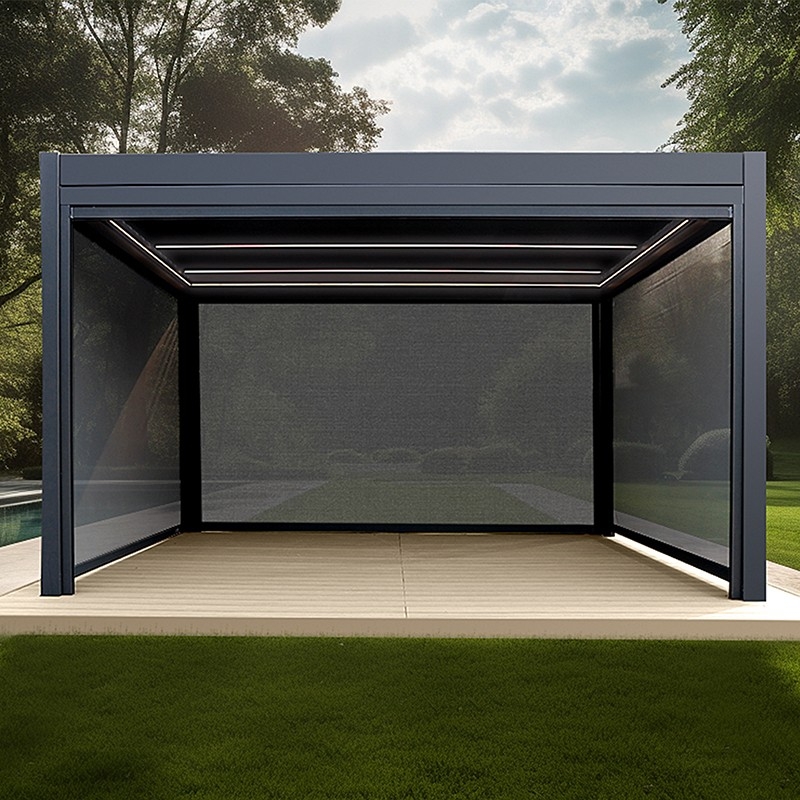 Pergola Bioclimatique Aluminium motorisée 3x4m - François Roger® -  gris anthracite, 12m