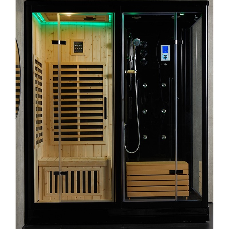 Combi Sauna Douche Hammam Boreal® SH180-D Black droite