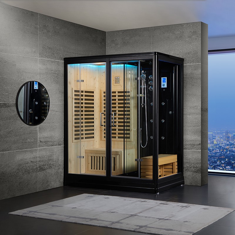 Combi Sauna Douche Hammam Boreal® SH180-D Black droite