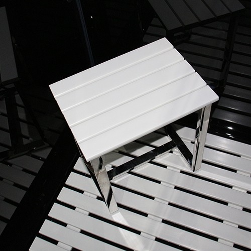 Tabouret blanc effet bois - INSIGNIA