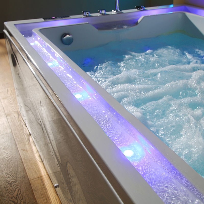 Baignoire balnéo VICTORIA BLANC 2 places 192x142 - Droite - Ruban led