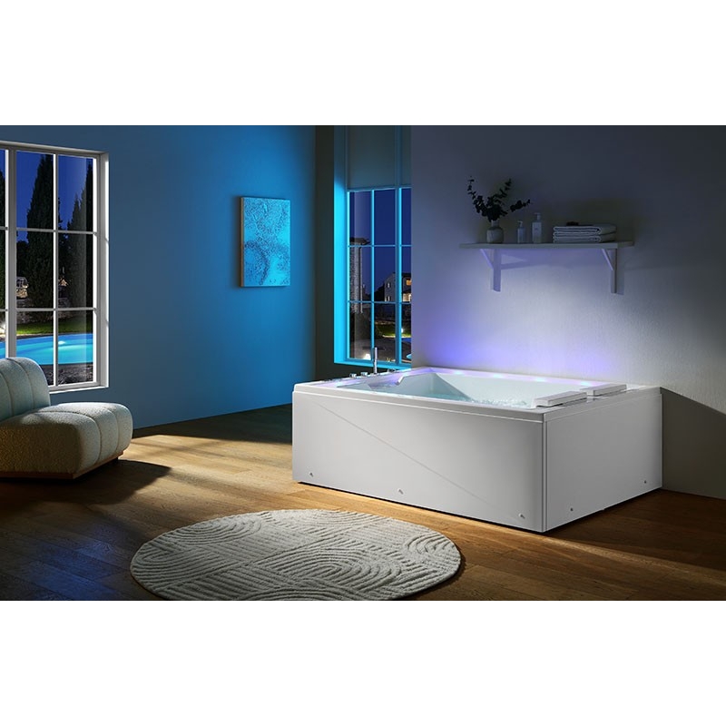 Baignoire balnéo VICTORIA BLANC 2 places 192x142 - Droite - Mise en situation