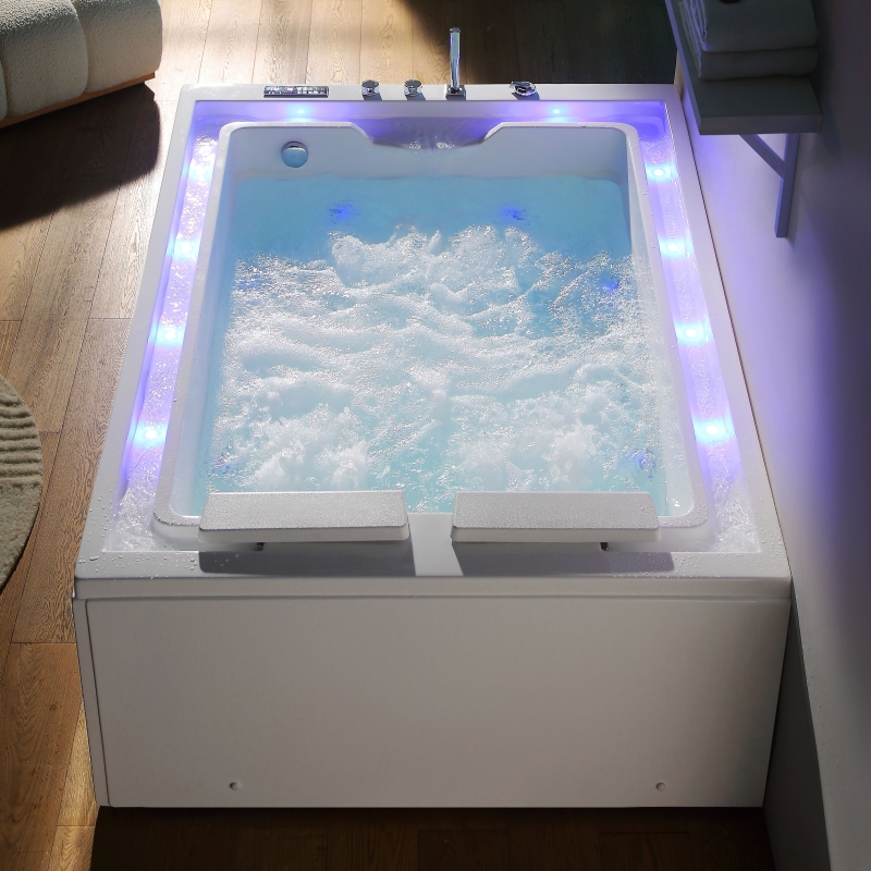 Baignoire balnéo VICTORIA BLANC 2 places 192x142 - Droite - vu du dessus