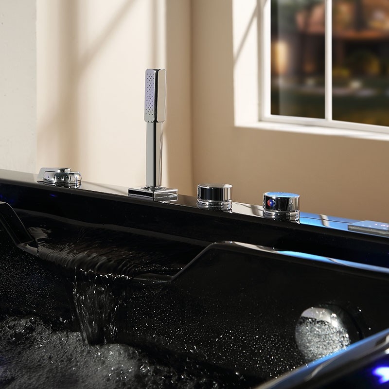 Baignoire balnéo VICTORIA BLACK 2 places 192x142 - GAUCHE - Mitigeur