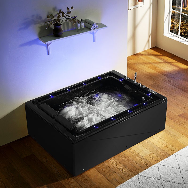 Baignoire balnéo VICTORIA BLACK 2 places 192x142 - GAUCHE - 02