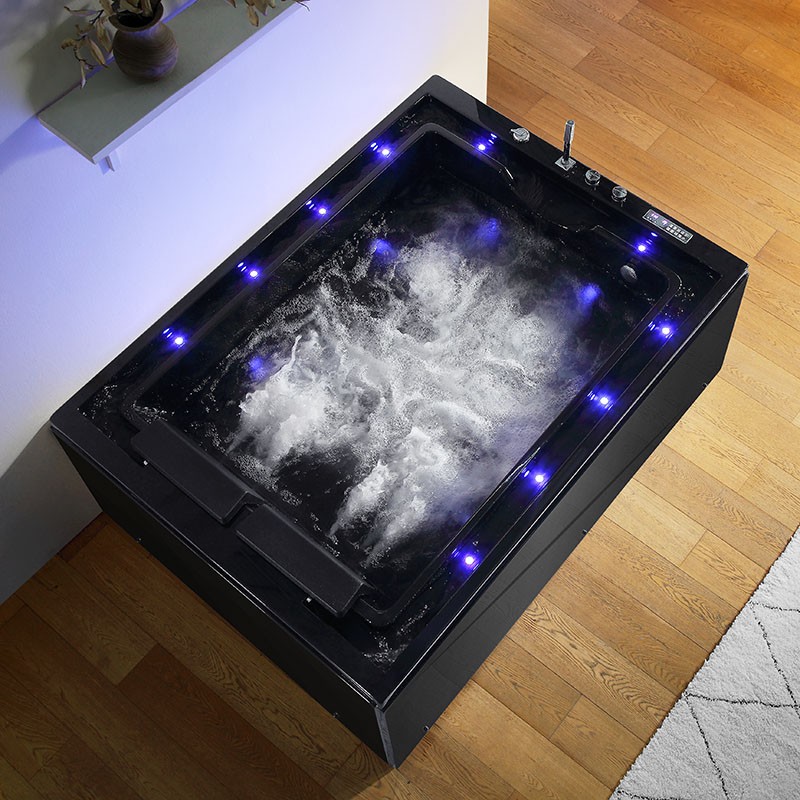 Baignoire balnéo VICTORIA BLACK 2 places 192x142 - GAUCHE - 01