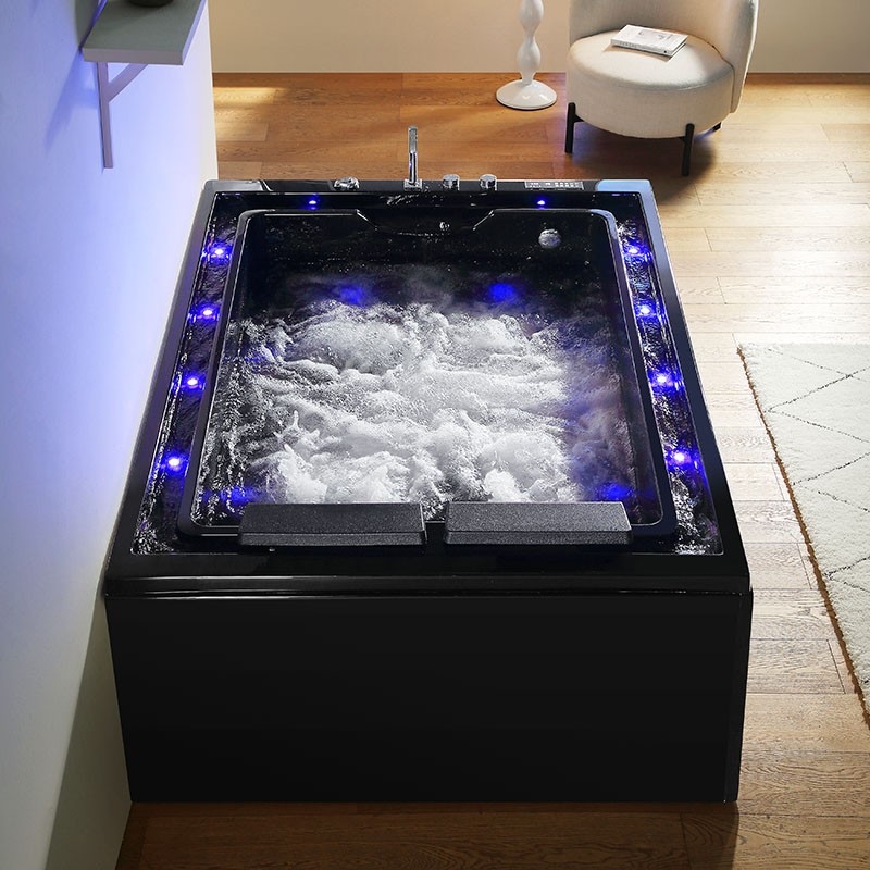 Baignoire balnéo VICTORIA BLACK 2 places 192x142 - GAUCHE - 03