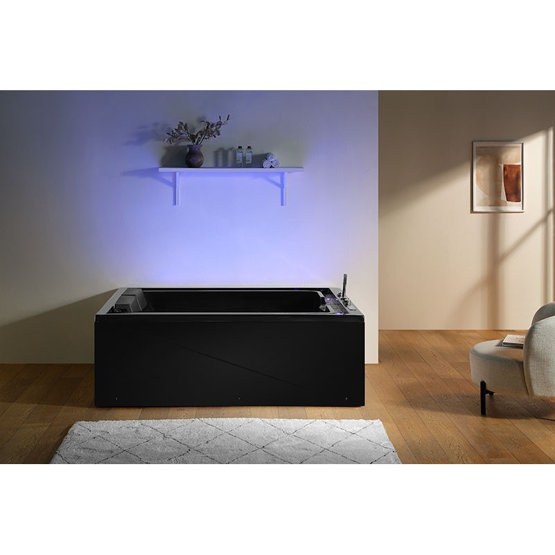 Baignoire balnéo VICTORIA BLACK 2 places 192x142 - GAUCHE - 05