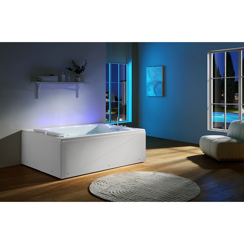 Baignoire balnéo VICTORIA BLANC 2 places 192x142 - GAUCHE
