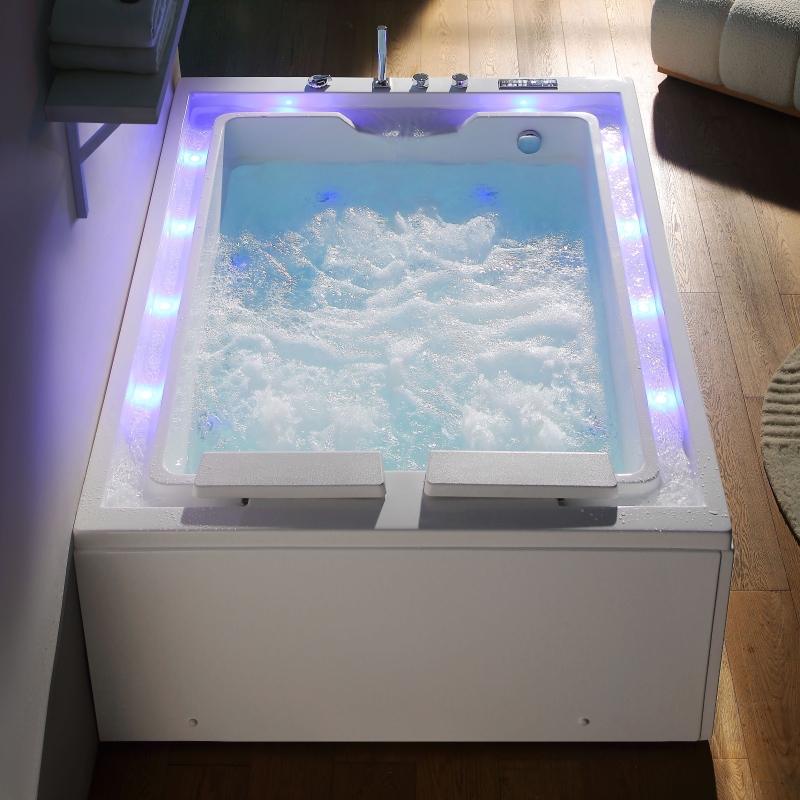 Baignoire balnéo VICTORIA BLANC 2 places 192x142 - GAUCHE