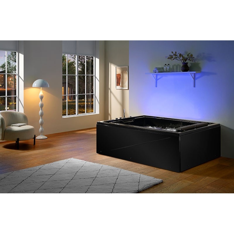 Baignoire balnéo VICTORIA BLACK 2 places 192x142 - DROITE - mise en situation