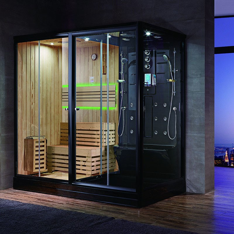 Combi Sauna Douche Hammam Boreal® SH220-G-Black Edition - gauche