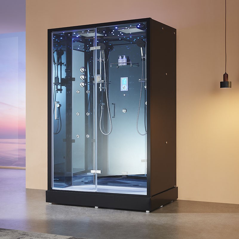 Cabine douche hammam 2 places XDUAL 140 MIROIR BLEU Archipel® - 140x90 cm