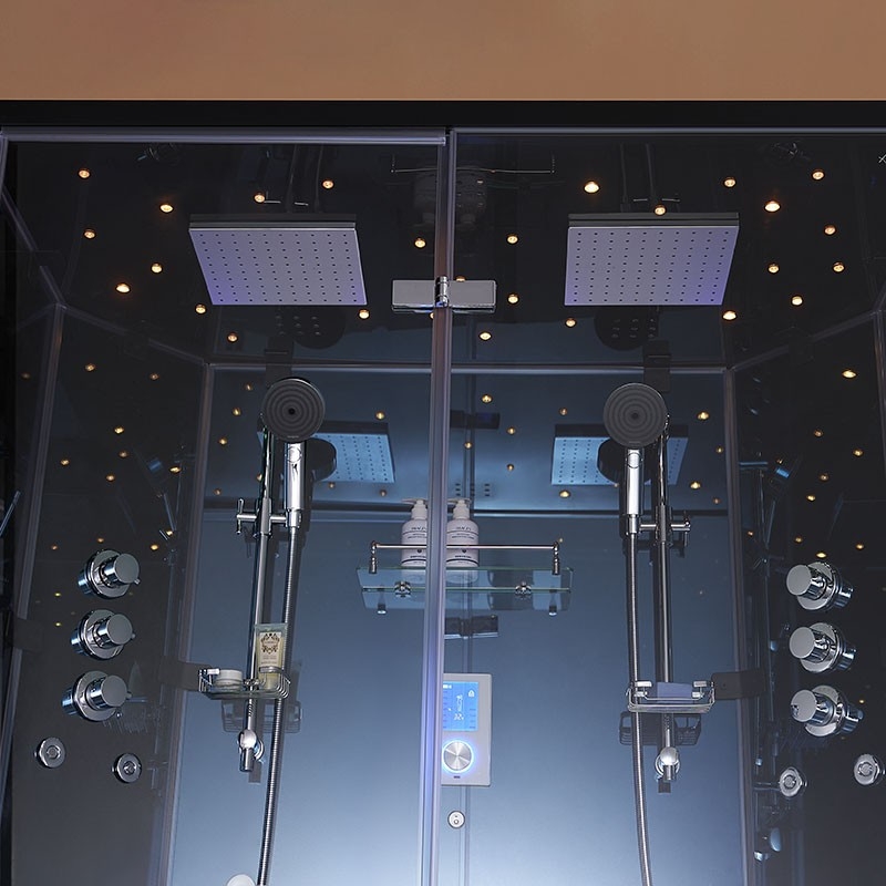 Cabine douche hammam 2 places XDUAL 140 MIROIR BLEU Archipel® - 140x90 cm