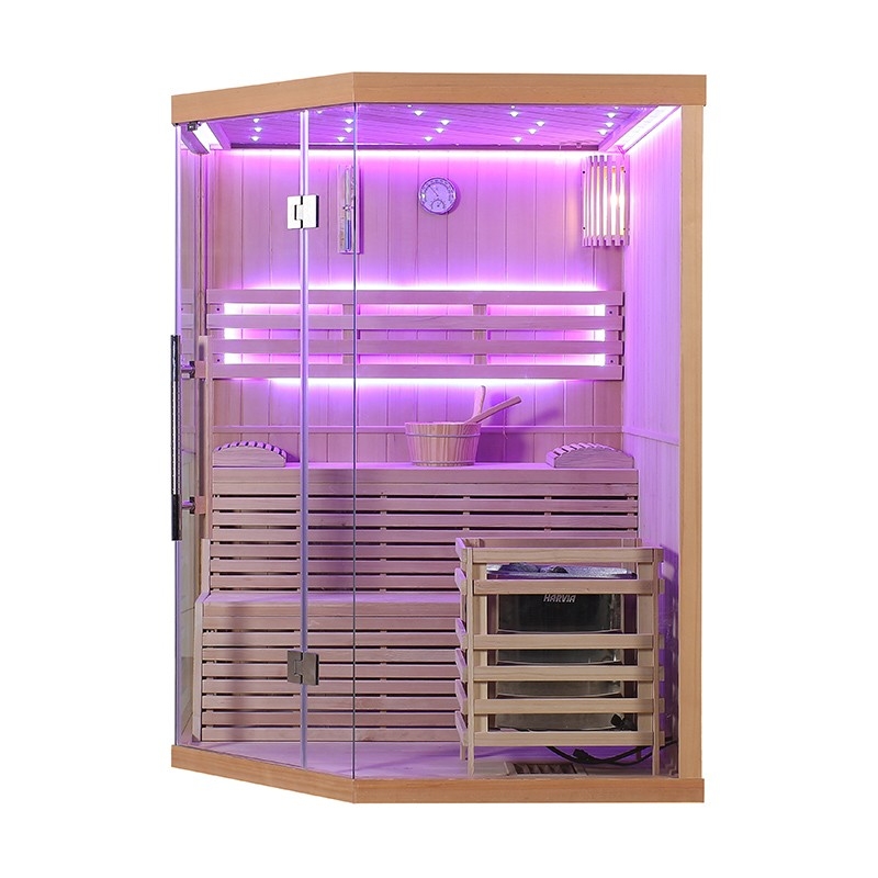 Sauna d'angle finlandais Nordica® Vapeur V34 - 3-4 places - 150 x 150 x H.200