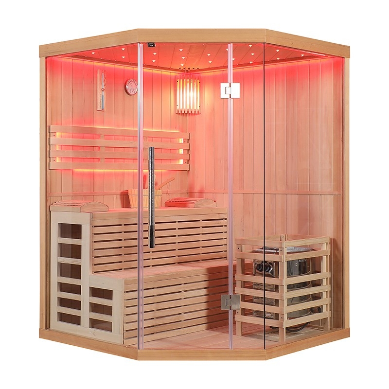 Sauna d'angle finlandais Nordica® Vapeur V34 - 3-4 places - 150 x 150 x H.200