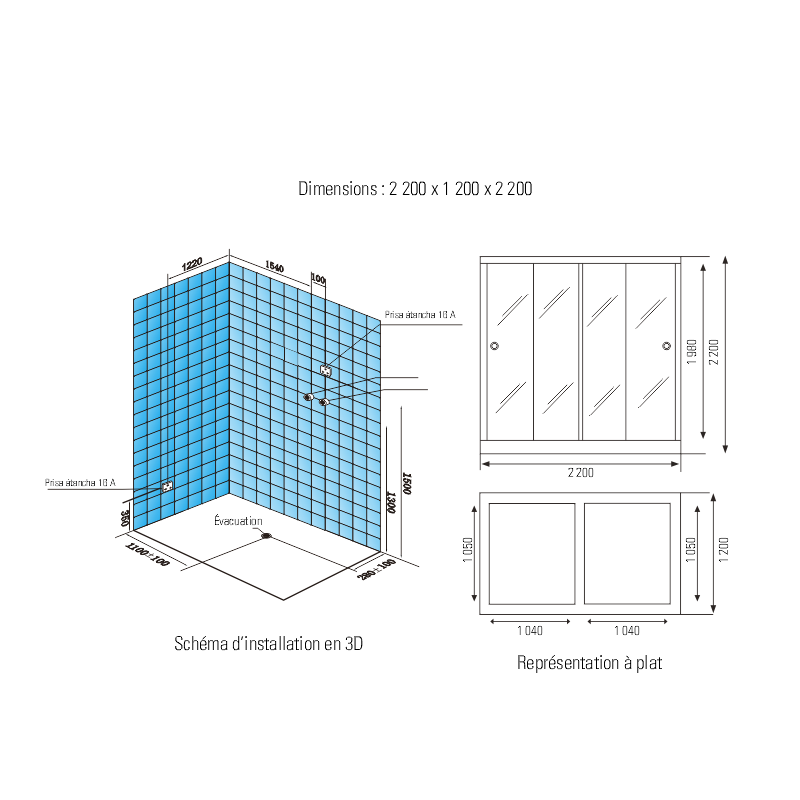 Combi Sauna Infrarouge Douche Hammam Boreal® IR-H-220G - gauche