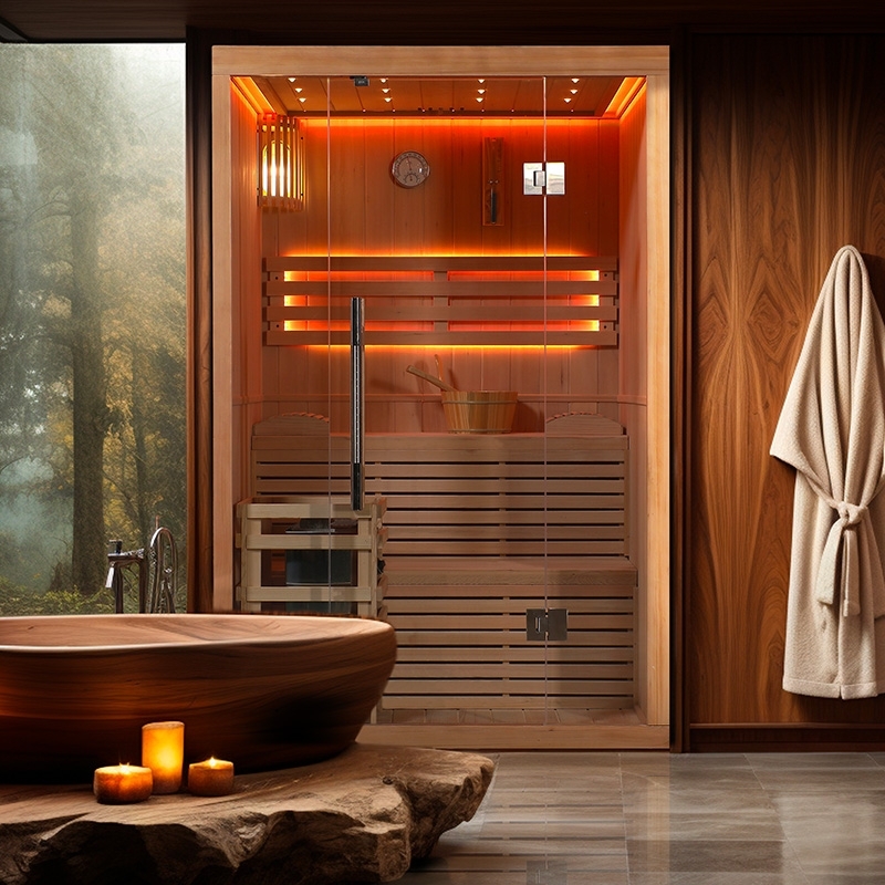 Sauna finlandais Nordica® Vapeur V23-S (1 à 2 places) - 130 x 120 x H.200