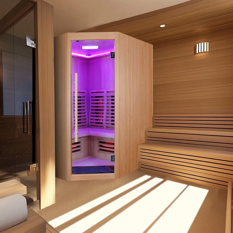 Sauna Infrarouge Boreal® Signature 150C d'Angle à Spectre Complet - 150x150x205