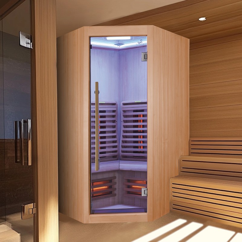 Sauna Infrarouge Boreal® Signature 130C d'Angle à Spectre Complet - 130x130x205