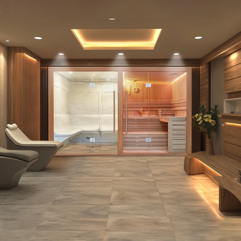 Combiné Sauna Hammam Boreal® Sublimation en Cèdre Rouge - 8 places - 340*175*210