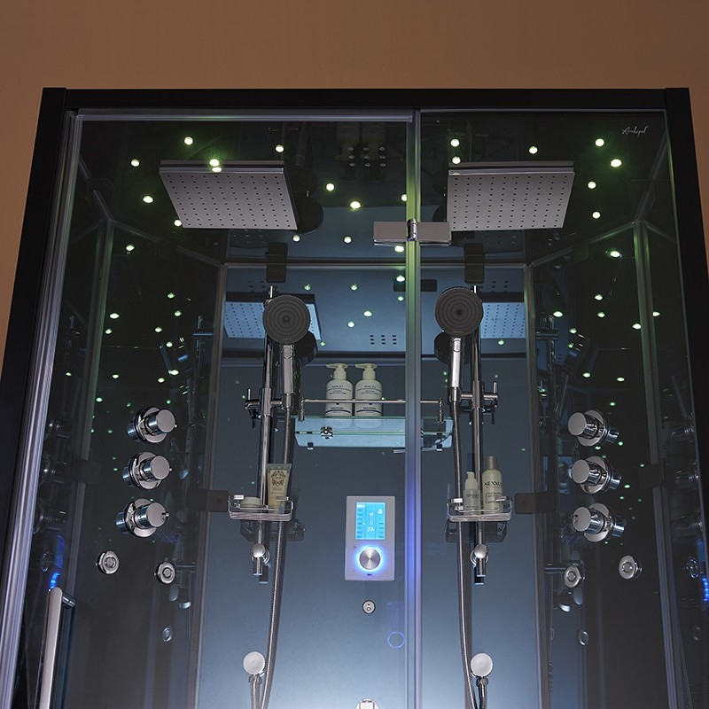 Cabine douche hammam 2 places XDUAL 120 MIROIR BLUE Archipel® - 120x80 cm